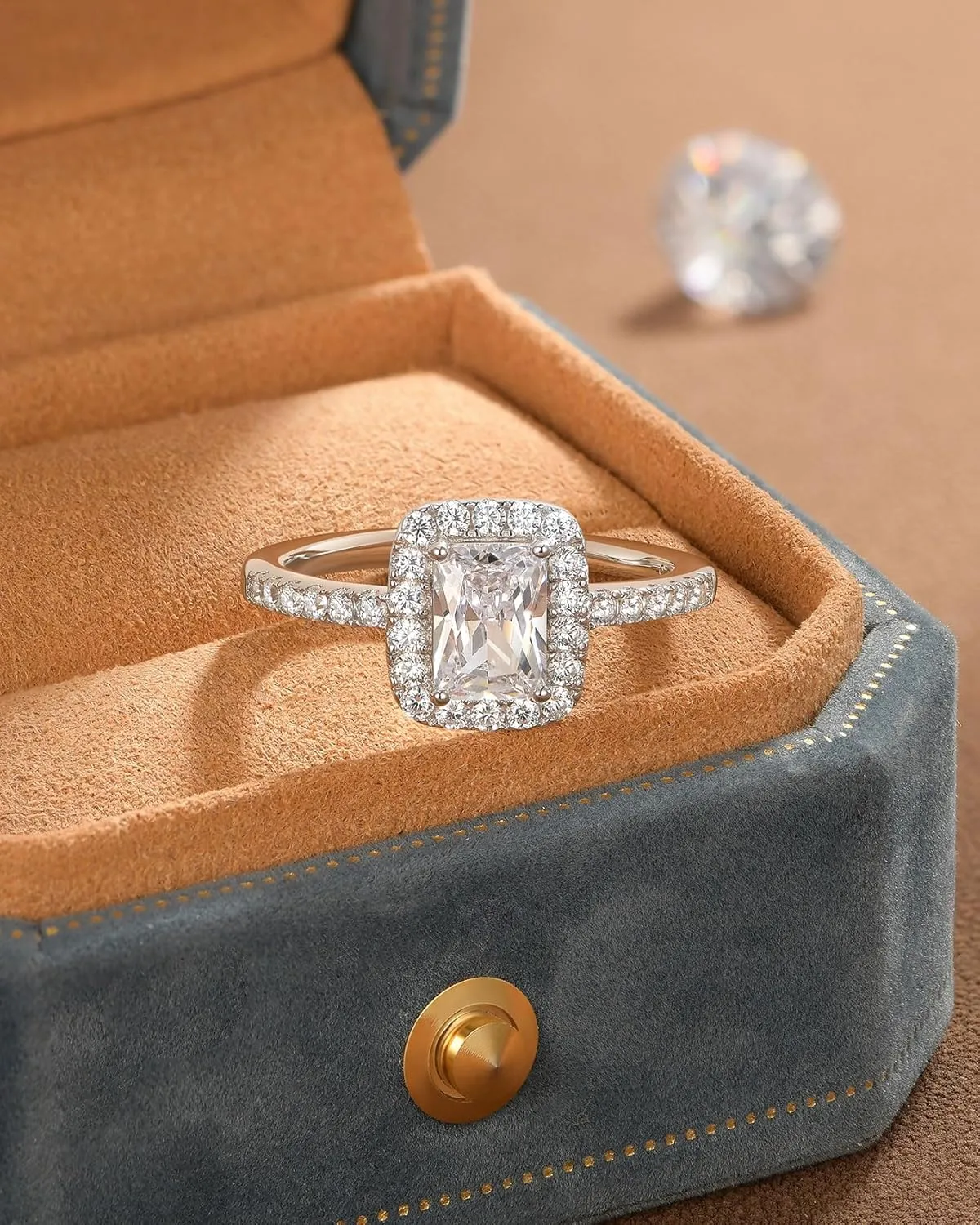 1 Carat Radiant Cut Engagement Rings for Women 925 Sterling Silver Halo CZ Promise Ring AAAAA Cubic Zirconia Size 5-10