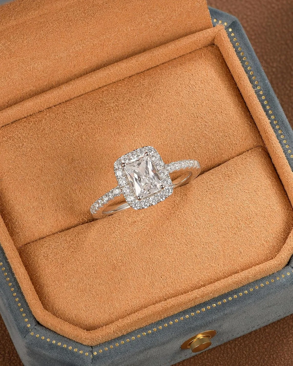 1 Carat Radiant Cut Engagement Rings for Women 925 Sterling Silver Halo CZ Promise Ring AAAAA Cubic Zirconia Size 5-10
