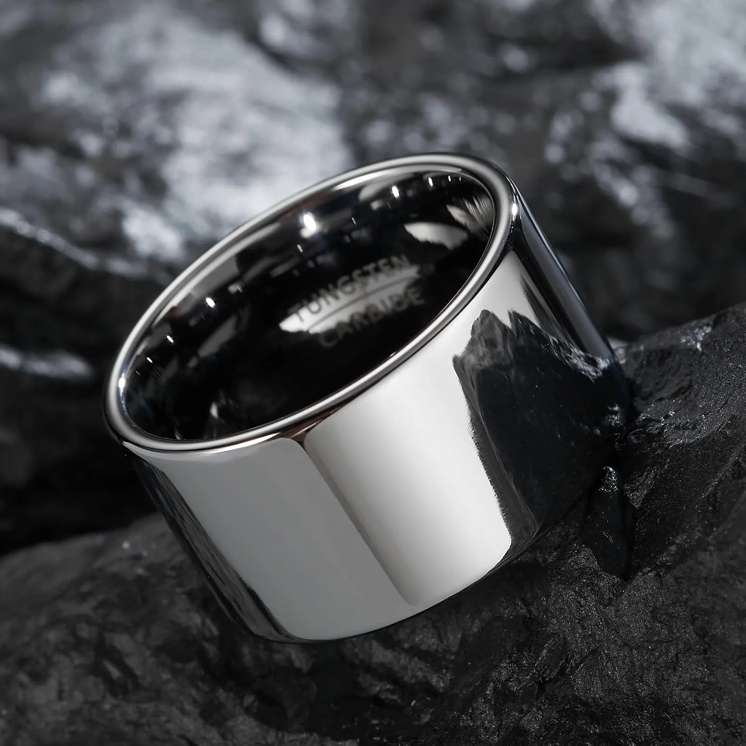 1 Men's Classic Luxury Big Thumb Finger Tungsten Steel Ring Domineering Wide 14mm Smooth and Comfortable Trendy Men's Cool Ring Jewelry