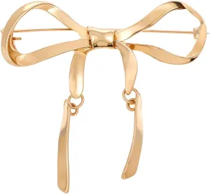 1 Pcs Gold Bow Brooch, Bow Brooches for Women, Metal Bow Brooch Pin, Elegant Bow Pins Brooch Lapel Pin for Dress Hat Coat Wedding Jewelry Gifts