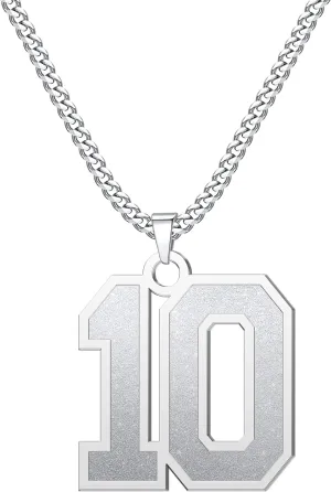 10 Jersey Number Necklaces for Athletes Silver Plated Number Chain with Name Sports Soccer Football Basketball Baseball for Men Women