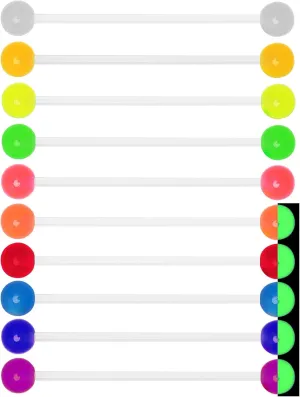 10 Pcs Industrial Barbell Earrings 14G Bioflex Cartilage Earring Body Piercing Jewelry 38mm Bar Colorful Acrylic Balls