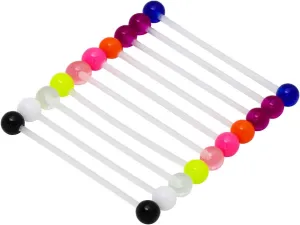 10 Pcs Industrial Barbell Earrings 14G Bioflex Cartilage Earring Body Piercing Jewelry 38mm Bar Colorful Acrylic Balls