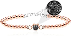 100 Languages I LOVE YOU Projection Bracelet, Handmade Stainless Steel Bead Adjustable Bracelets, The Memory of Love Bracelet Gift For Couple Family Best Friends Y3057