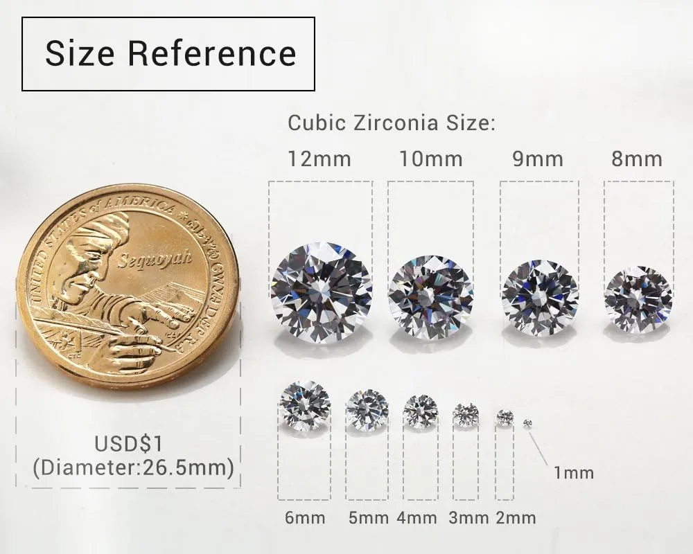 1000pcs 5A Round Machine Cut White Cubic Zirconia Stone Loose CZ Synthetic Gemstone for Jewelry Making