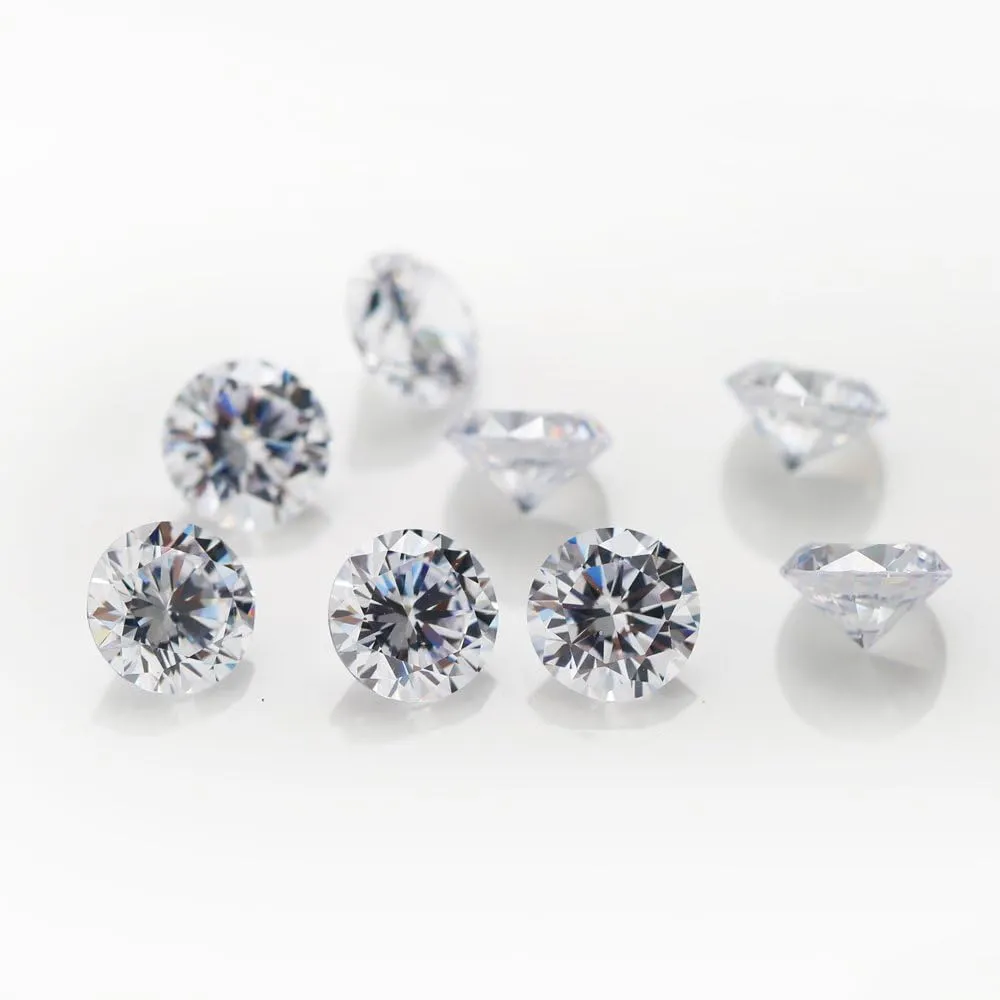 1000pcs 5A Round Machine Cut White Cubic Zirconia Stone Loose CZ Synthetic Gemstone for Jewelry Making