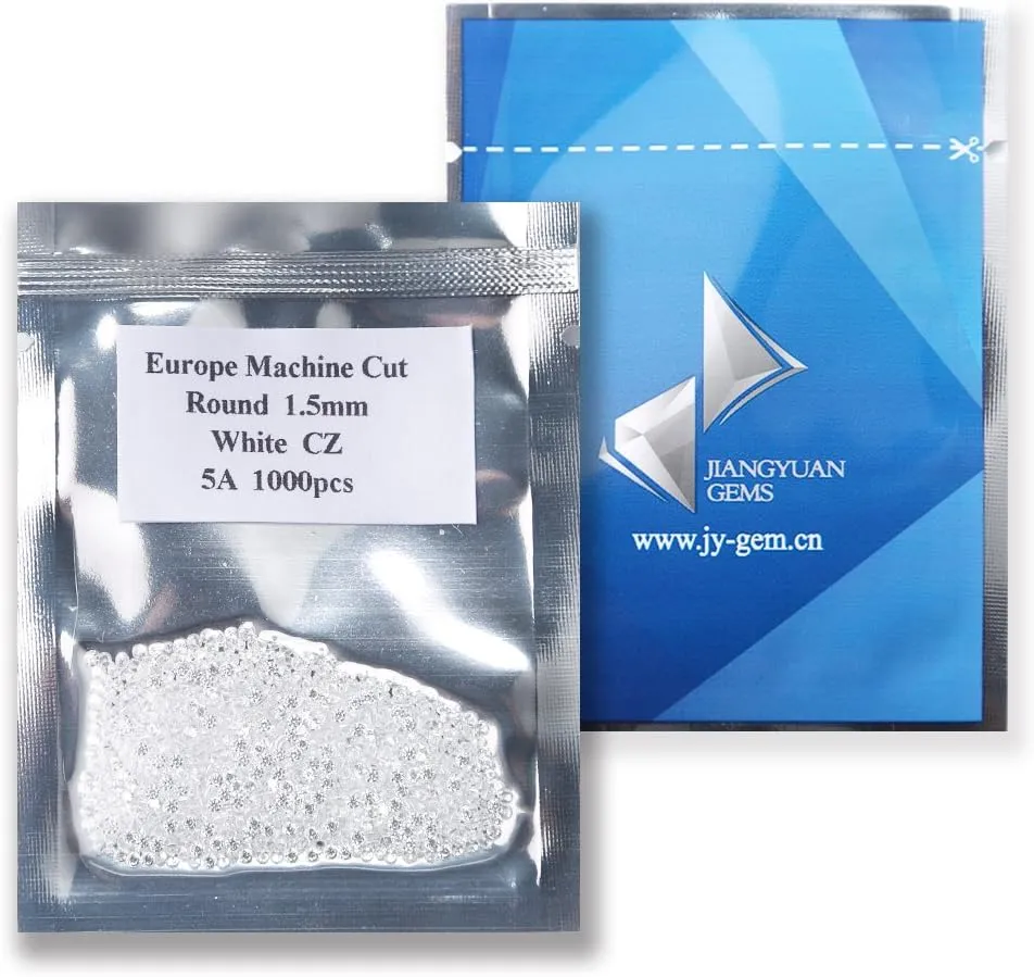 1000pcs 5A Round Machine Cut White Cubic Zirconia Stone Loose CZ Synthetic Gemstone for Jewelry Making