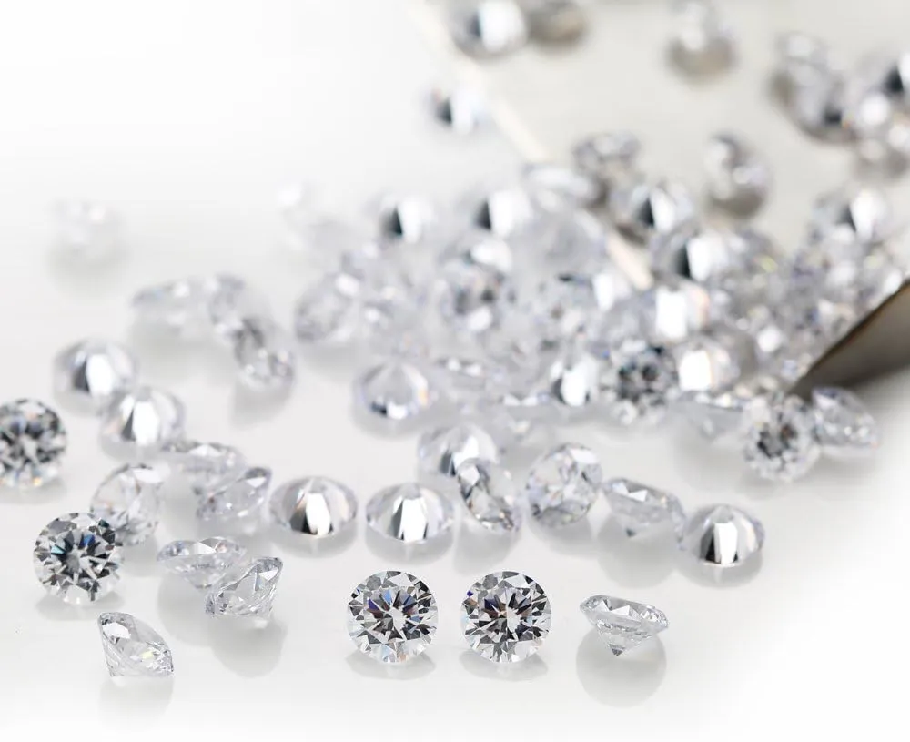 1000pcs 5A Round Machine Cut White Cubic Zirconia Stone Loose CZ Synthetic Gemstone for Jewelry Making