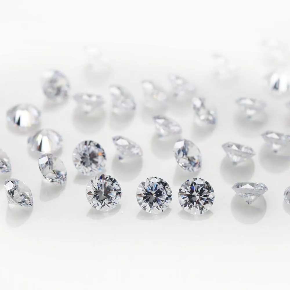 1000pcs 5A Round Machine Cut White Cubic Zirconia Stone Loose CZ Synthetic Gemstone for Jewelry Making