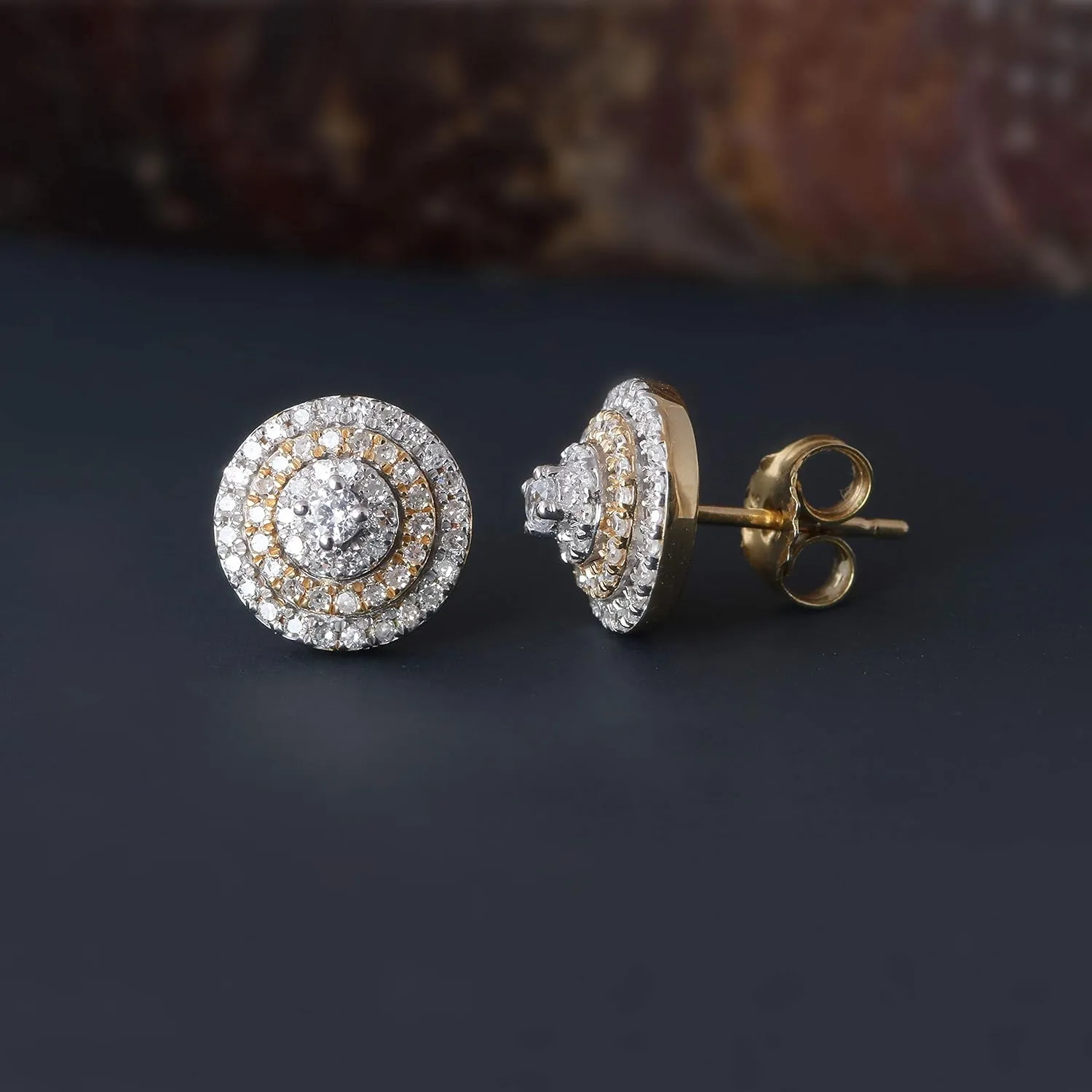 10k Gold 1/2ct TDW Diamond Triple Halo Stud Earrings for Women(I-J, I2)