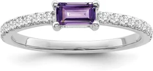 10K Gold and Silver Diamond and Amethyst Halo Ring (1/6 cttw, I-J Color, I2-I3 Clarity)