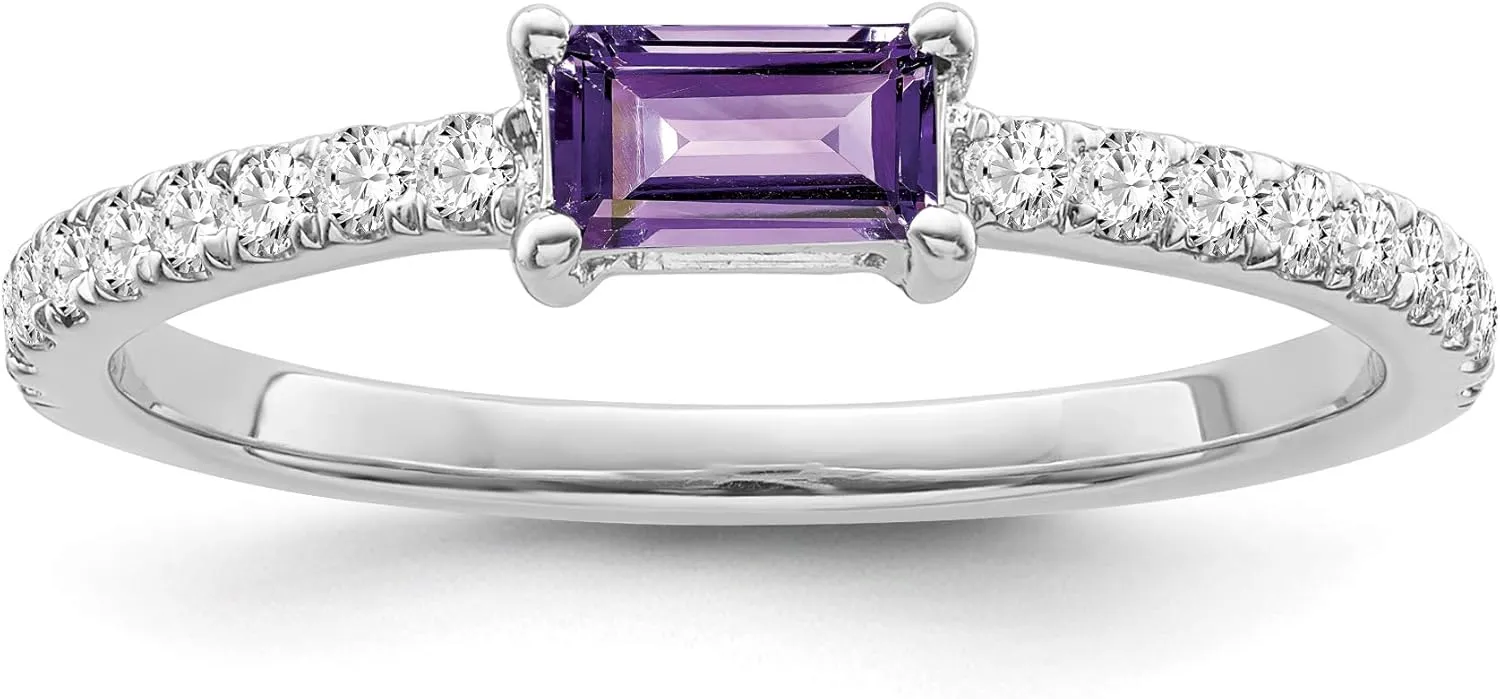 10K Gold and Silver Diamond and Amethyst Halo Ring (1/6 cttw, I-J Color, I2-I3 Clarity)