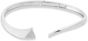 10K Gold or Silver Diamond Fashion Cuff Bangle Bracelet (1/6 cttw, I-J Color, I2-I3 Clarity), 7"