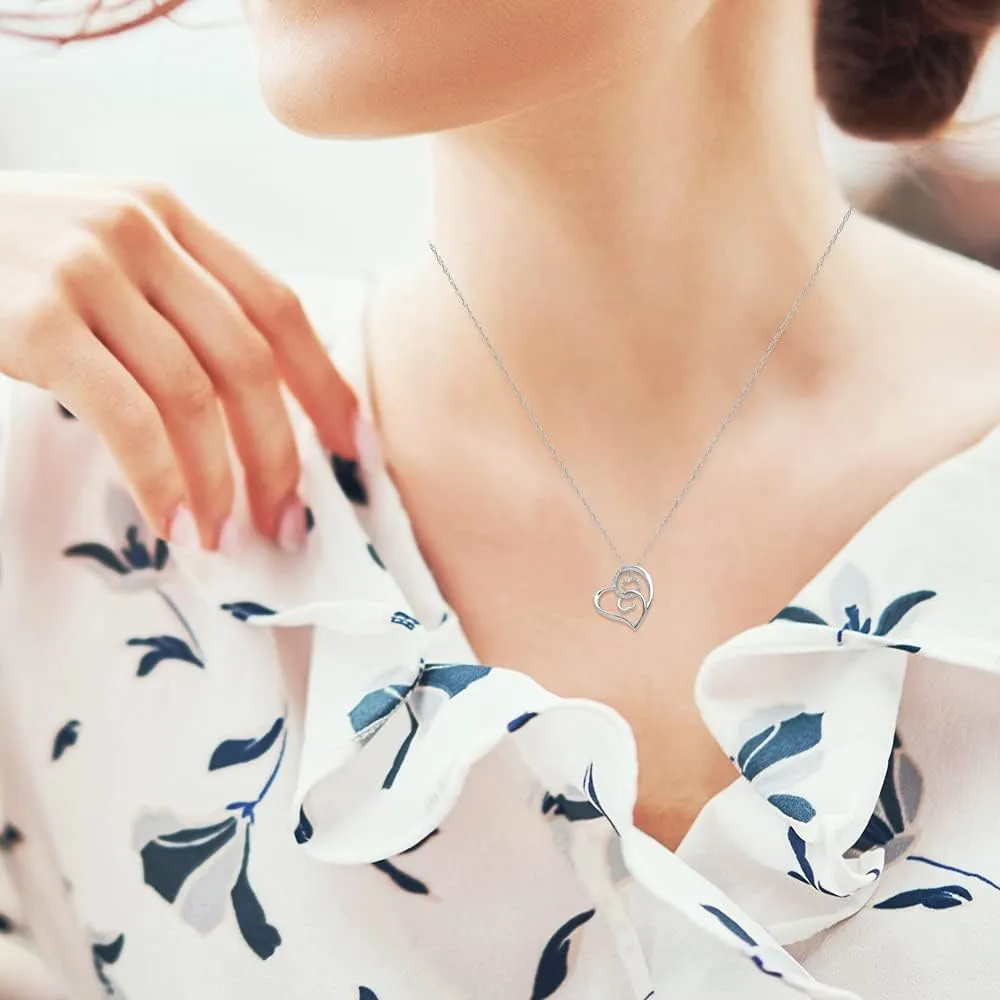 10K Gold or Silver Diamond Heart Pendant with Sterling Silver Chain Necklace (1/10 cttw, I-J Color, I2-I3 Clarity) 18"