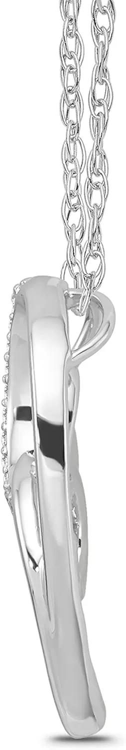10K Gold or Silver Diamond Heart Pendant with Sterling Silver Chain Necklace (1/10 cttw, I-J Color, I2-I3 Clarity) 18"