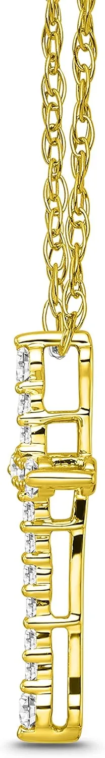 10K White and Yellow Gold or Sterling Silver Diamond Cross Pendant Rope Chain Necklace (1/4 cttw, I-J Color, I2-I3 Clarity) 18"