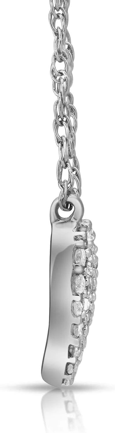 1/10 Carat - 1/4 Carat Multi-Diamond Heart Pendant Necklace 18 Inch | Sterling Silver Rope Chain Heart Necklace for women Valentines Day Gift | I-J Color and I2-I3 clarity