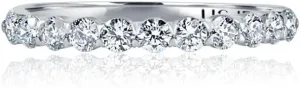 1/2 Carat Lab Grown Diamond Band Ring for Women, Half Eternity Round Diamond Ring 14K White or Yellow Gold, Anniversary Wedding Ring F color and VS clarity Size 4-10 (White, 5.5)