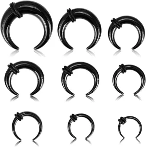 14G-00G Acrylic Pincher Tapers Septum Ring C Shape Buffalo Stretcher Expander with Black O-Rings for Stretching Pierced Nose Ear Cartilage 9Pcs