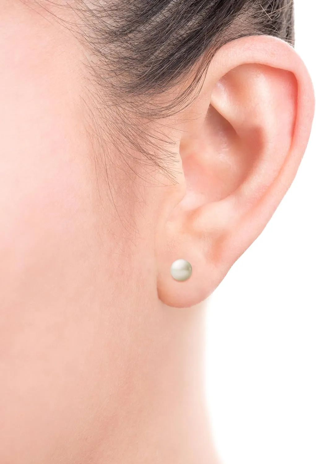 14K Gold AAA Quality White Cultured Freshwater Pearl Stud Earrings