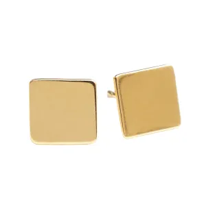 14K Gold Delicate Square Earrings, 14K Solid Yellow Gold Square Studs, Small Handmade Dainty Geometric Jewelry, 14K Gold Pushback Closure Stud Earrings, Simple Minimalist Birthday Gift for Women