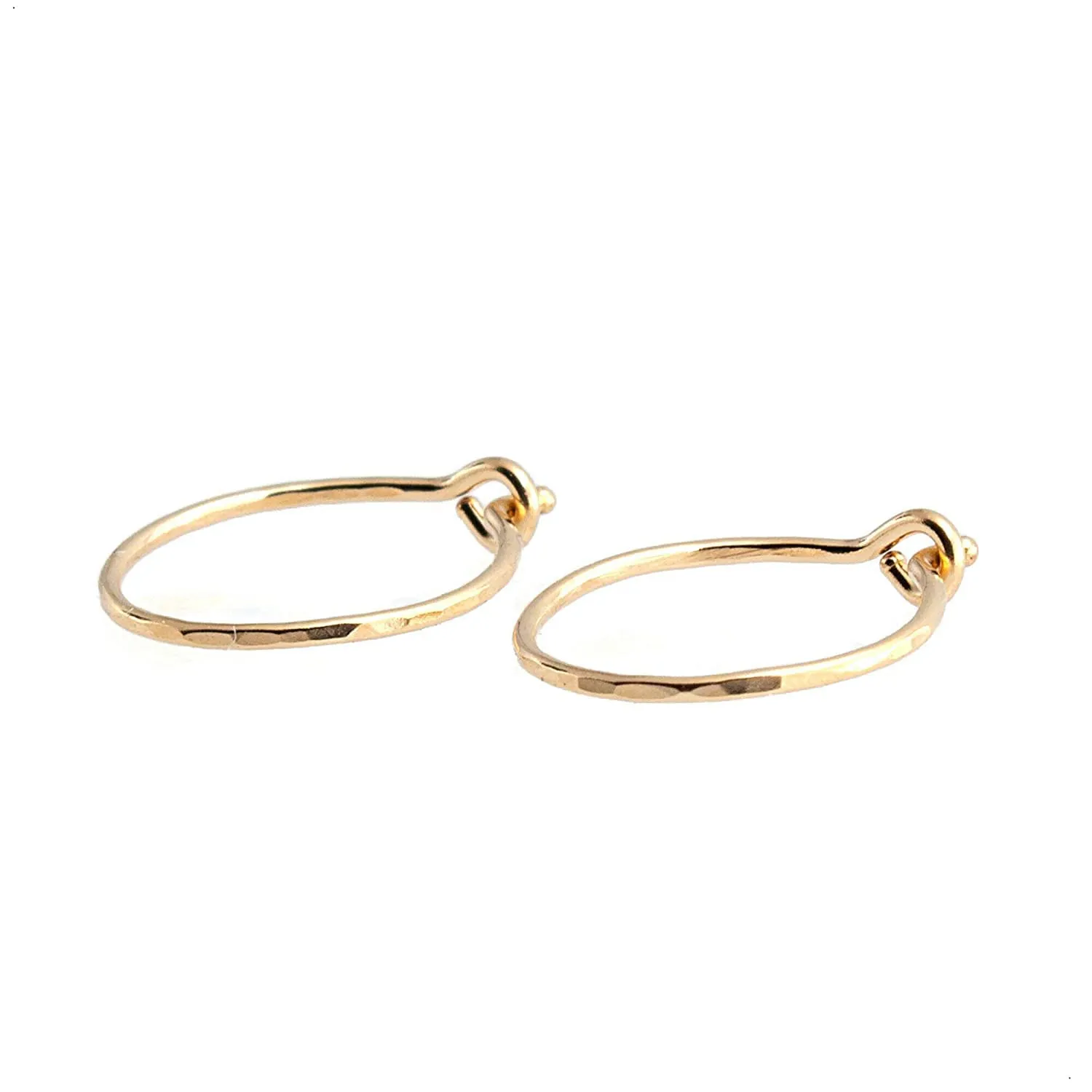 14K Gold Filled 8mm Delicate Hammered Small Tiny Thin Hoop Set Earrings Cartilage Nose Ring Piercing (8mm | 22 gauge, 14K Gold filled | Delicate Hammered)