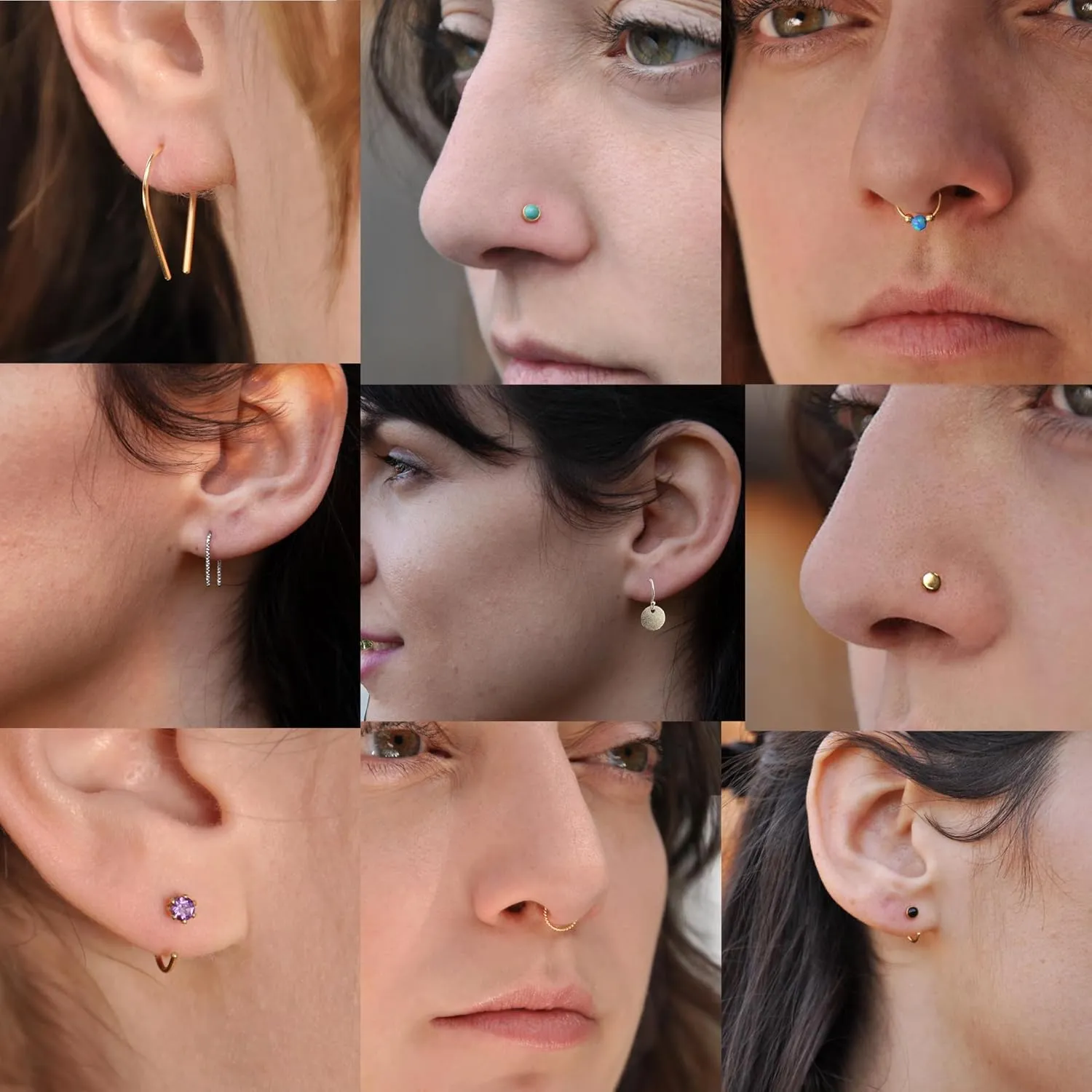 14K Gold Filled 8mm Delicate Hammered Small Tiny Thin Hoop Set Earrings Cartilage Nose Ring Piercing (8mm | 22 gauge, 14K Gold filled | Delicate Hammered)