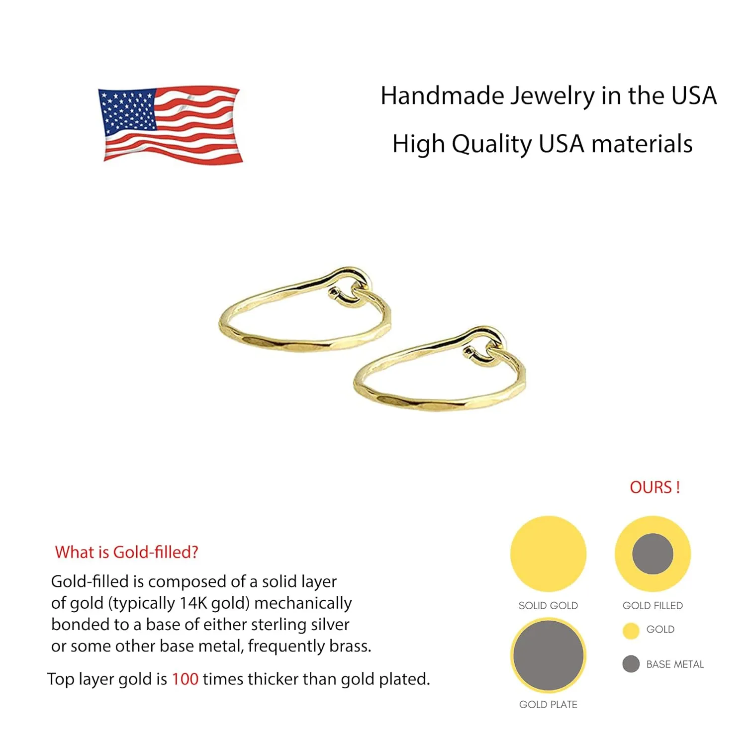 14K Gold Filled 8mm Delicate Hammered Small Tiny Thin Hoop Set Earrings Cartilage Nose Ring Piercing (8mm | 22 gauge, 14K Gold filled | Delicate Hammered)