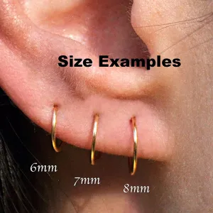 14K Gold Filled 8mm Delicate Hammered Small Tiny Thin Hoop Set Earrings Cartilage Nose Ring Piercing (8mm | 22 gauge, 14K Gold filled | Delicate Hammered)