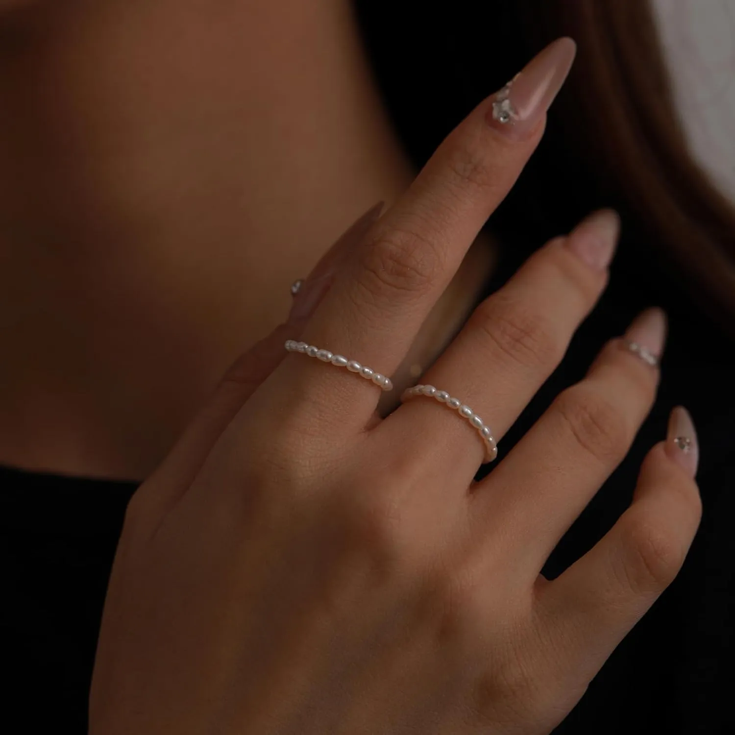 14K Gold Filled ring, dainty stackable handpicked premium 1.8-2mm cultured freshwater pearl ring women's