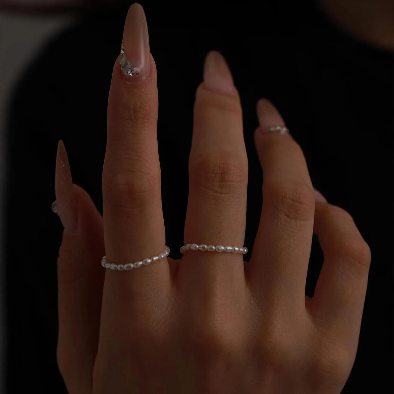 14K Gold Filled ring, dainty stackable handpicked premium 1.8-2mm cultured freshwater pearl ring women's
