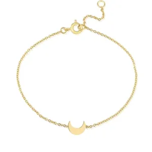 14k Gold Moon Bracelet | Dainty Crescent Moon Charm | Tiny Gold Bracelet for Women, Girls | Bridesmaids Gift | Adjustable Chain Options