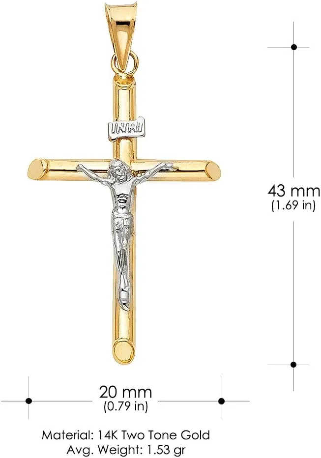 14K REAL Gold Crucifix Cross Pendant Religious Charm For Necklace or Chain