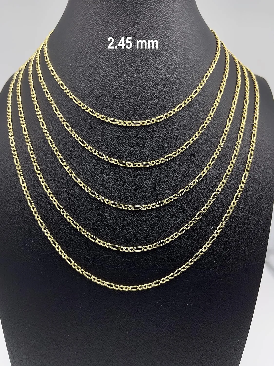 14K Real Gold Figaro Chain - 2mm 2.45mm 3.15mm 4.1mm 5.1mm 5.7mm Diamond Cut Cuban Link Figaro Necklace For Men - Yellow /White Gold Pendant Necklace For Women with Lobster Clasp 16" 18" 20" 22" 24" 26" 28"