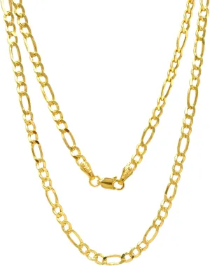 14K Real Gold Figaro Chain - 2mm 2.45mm 3.15mm 4.1mm 5.1mm 5.7mm Diamond Cut Cuban Link Figaro Necklace For Men - Yellow /White Gold Pendant Necklace For Women with Lobster Clasp 16" 18" 20" 22" 24" 26" 28"