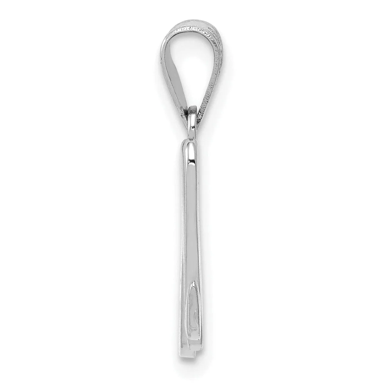 14K White Gold Medium Size Script Design Letter M Initial Charm Pendant