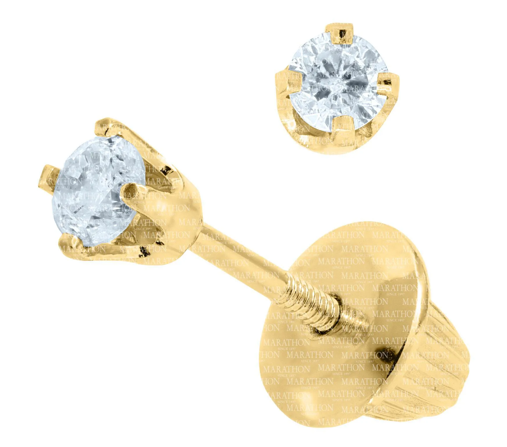 14K Y Gold 0.10ctw Diamond 4 Prong Baby Studs