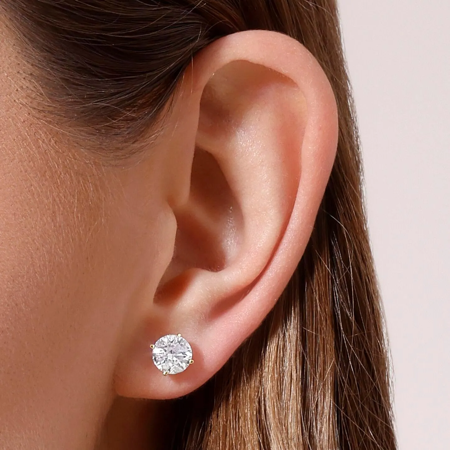 14K Yellow/White Gold Stud Earrings With 1-2 Carat Lab Grown Diamond, IGI Certified LAB GROWN Diamond Earrings 4 Prong Push Back (E-F Color, VVS-VS), Stud Earrings For Women, Fine Jewelry