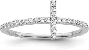1/6 Carat Round Diamond Cross Ring | 10K White, Yellow Gold or Sterling Silver Anniversary Wedding Band Ring for Women | I-J Color and I2-I3 Clarity