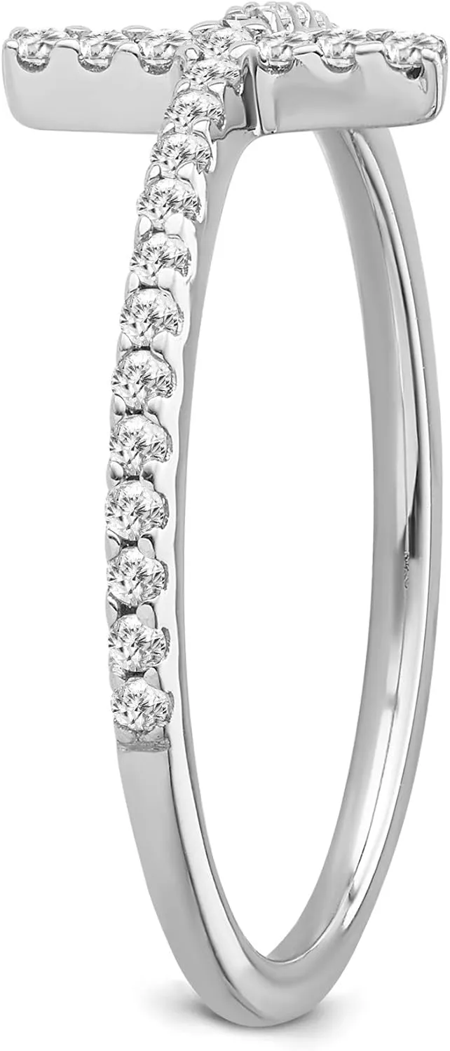 1/6 Carat Round Diamond Cross Ring | 10K White, Yellow Gold or Sterling Silver Anniversary Wedding Band Ring for Women | I-J Color and I2-I3 Clarity