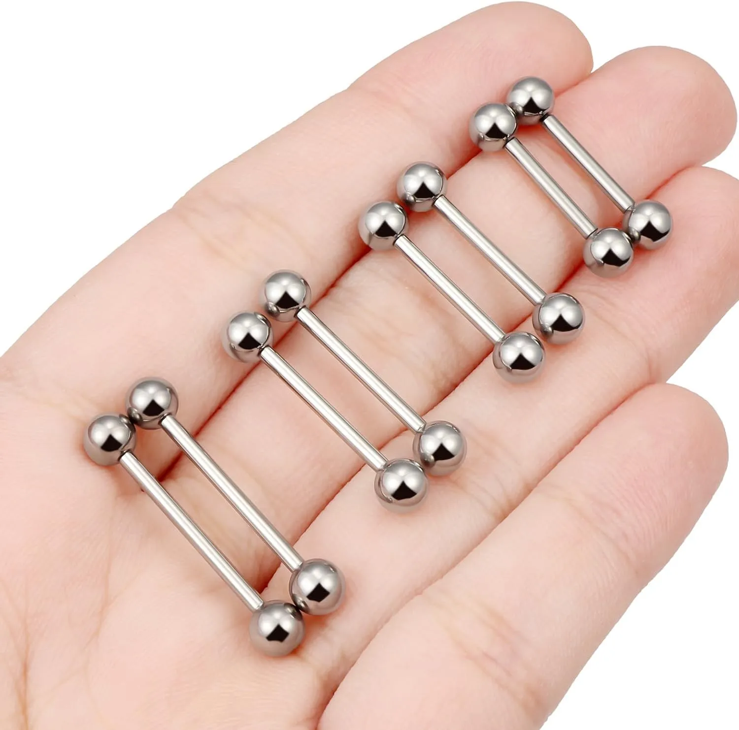 16G 14G 12G Titanium G23 Tongue Rings Nipple Piercing Jewelry Externally/Internally Threaded Bars Nipple Tongue Barbells Piercing Jewelry for Women Men 12mm 14mm 16mm 19mm 22mm