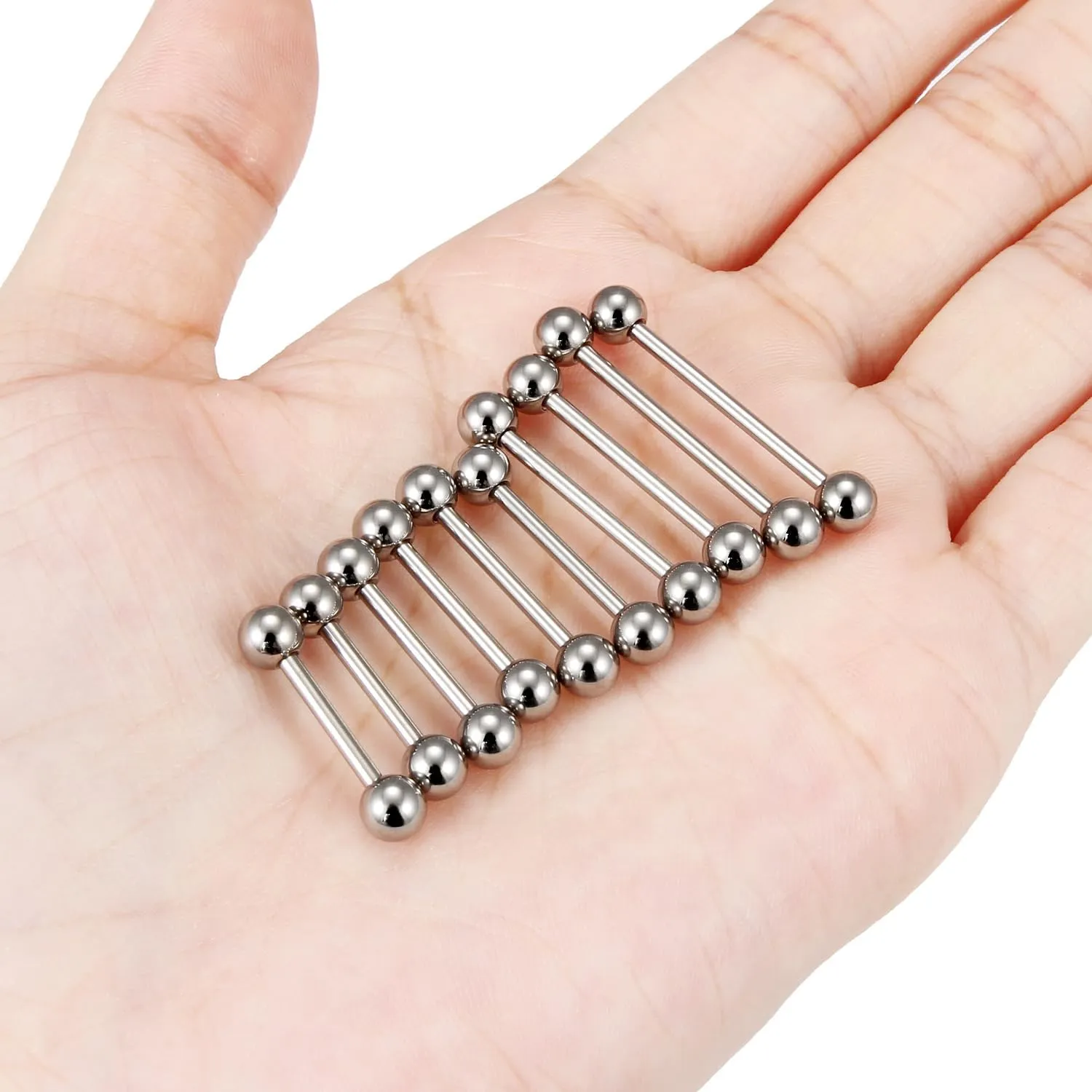 16G 14G 12G Titanium G23 Tongue Rings Nipple Piercing Jewelry Externally/Internally Threaded Bars Nipple Tongue Barbells Piercing Jewelry for Women Men 12mm 14mm 16mm 19mm 22mm