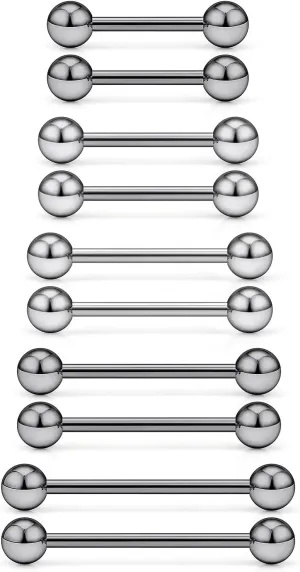 16G 14G 12G Titanium G23 Tongue Rings Nipple Piercing Jewelry Externally/Internally Threaded Bars Nipple Tongue Barbells Piercing Jewelry for Women Men 12mm 14mm 16mm 19mm 22mm