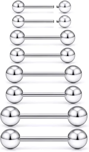 16G 14G 12G Titanium G23 Tongue Rings Nipple Piercing Jewelry Externally/Internally Threaded Bars Nipple Tongue Barbells Piercing Jewelry for Women Men 12mm 14mm 16mm 19mm 22mm
