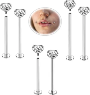 16G Labret Cheek Tongue Rings Surgical Steel Monroe Lip Piercing Jewelry Barbell Rings Kits Ultra-long Bar Length 14/16/19/22/25mm