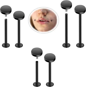 16G Labret Cheek Tongue Rings Surgical Steel Monroe Lip Piercing Jewelry Barbell Rings Kits Ultra-long Bar Length 14/16/19/22/25mm