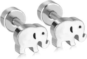 16G Mini Mouse Cute Elephant Small Stud Earrings for Women Dainty Animals Cartilage Tiny Flat Screw Back Stainless Steel Studs Minimalist Comfort Fit Tragus Helix Piercing Studs for Daughter Birthday