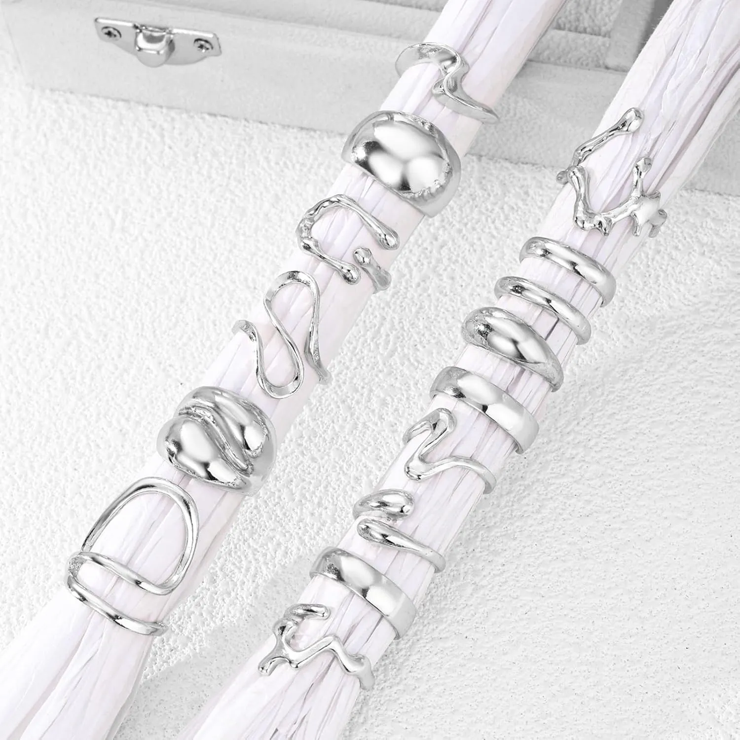 17IF 10-15 Pcs Gold Ring Set for Women Chunky Classic Dainty Boho Aesthetic Punk Thick Line Big Size Simple Stacking on Thumb Knuckle Rings Pack