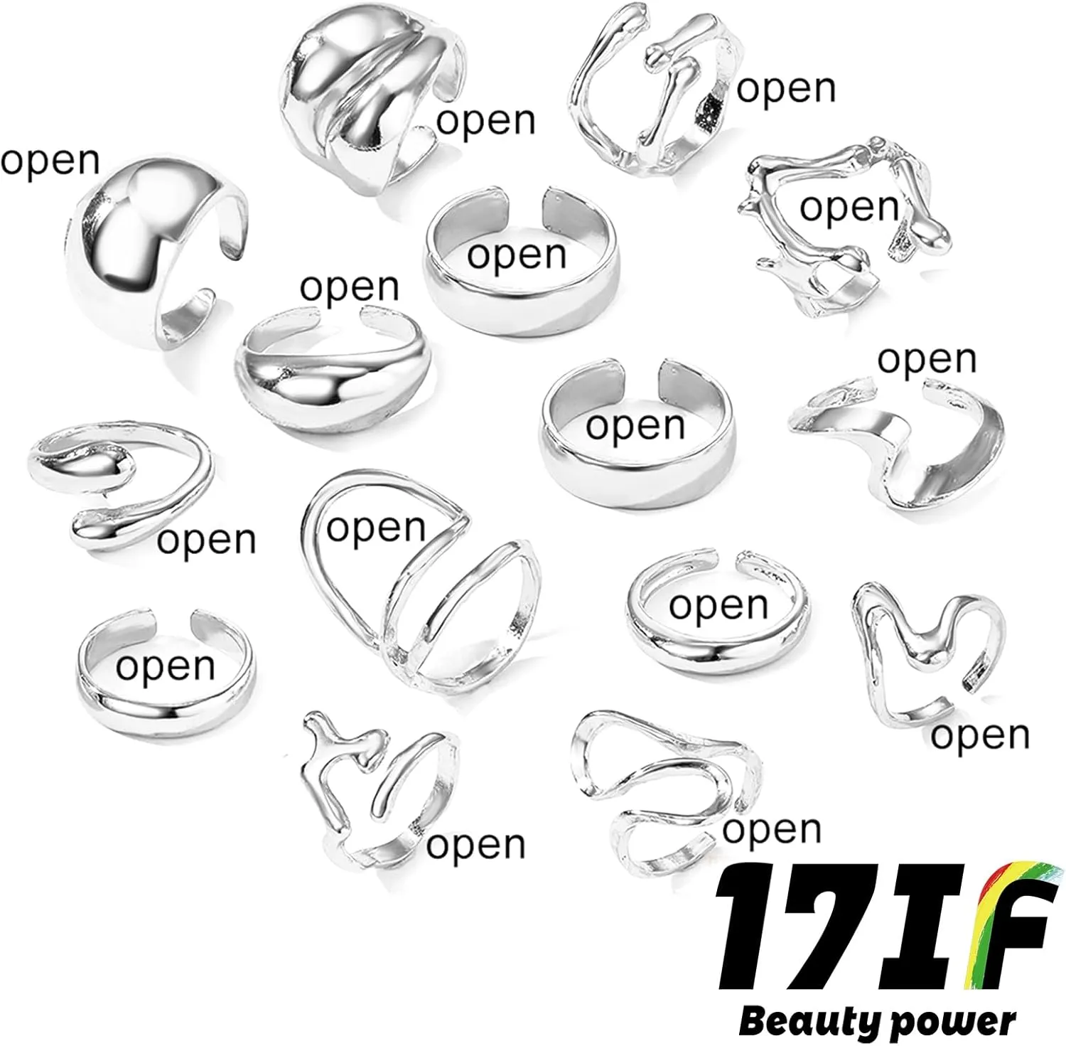 17IF 10-15 Pcs Gold Ring Set for Women Chunky Classic Dainty Boho Aesthetic Punk Thick Line Big Size Simple Stacking on Thumb Knuckle Rings Pack