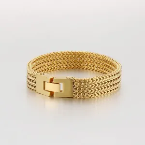 18K gold mesh Cuban bracelet, fashion accessory, suitable for both men and women, birthday gift, hip-hop jewelry, solid tennis bracelet, Miami style Father's Day gift